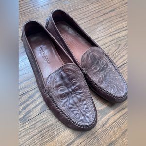 Cole Haan brown leather driving loafer with tooled details size 10N